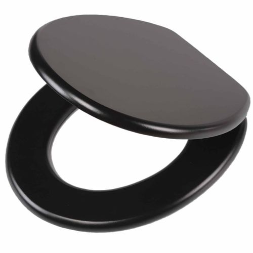 Siège De Toilette Leatherlook Mdf Noir 252540746