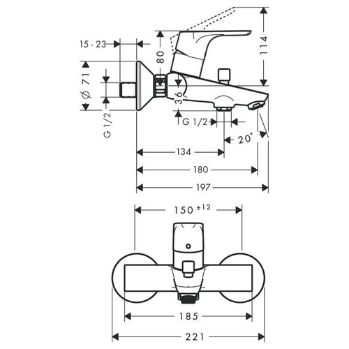 Mitigeur Bain Douche Mécanique Hansgrohe Focus Chromé