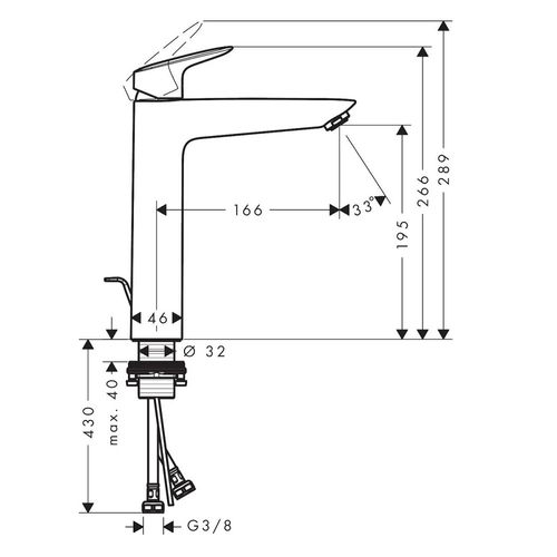 Hansgrohe Mitigeur Lavabo Haut Logis 190 Taille Xl