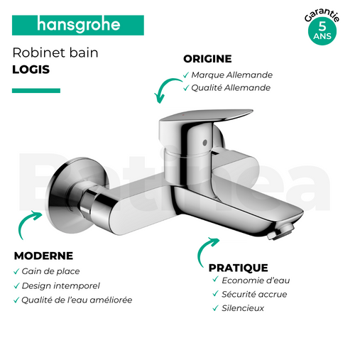 Hansgrohe Mitigeur Lavabo Mural Logis Sans Tirette Ni Vidage Chromé