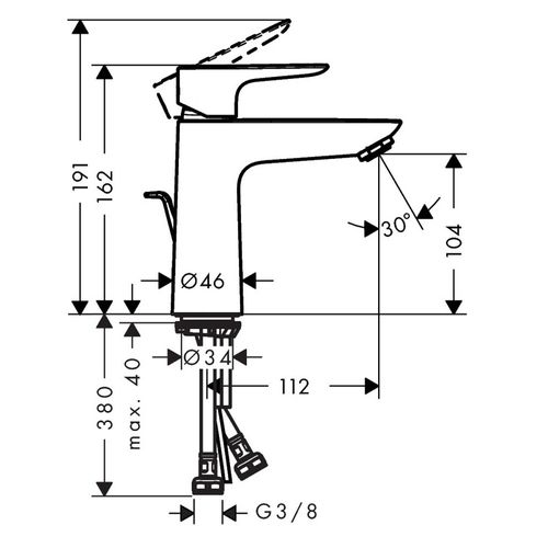Hansgrohe Mitigeur De Lavabo Talis E 110 Avec Tirette Et Vidage Chrome