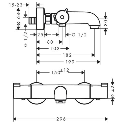 Mitigeur Baignoire Thermostatique Hansgrohe Ecostat 1001 Cl Chromé