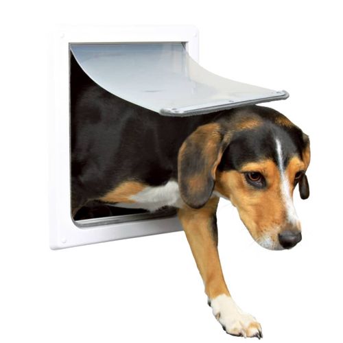 Chatière Pour Chiens À Double Sens Taille S-m 30 X 36 Cm Blanc