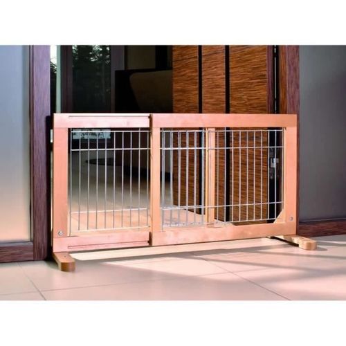 Barrière Pour Chiens - Bois De Bouleau Vernis - Ajustable 65-108 Cm