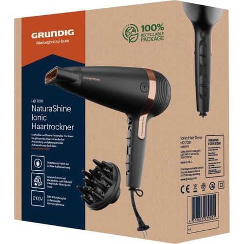 Sèche-cheveux Cordon Rétractable - 2100w - Fonction Ionique - 2 Vitesses - 3 Températures - Hd7081