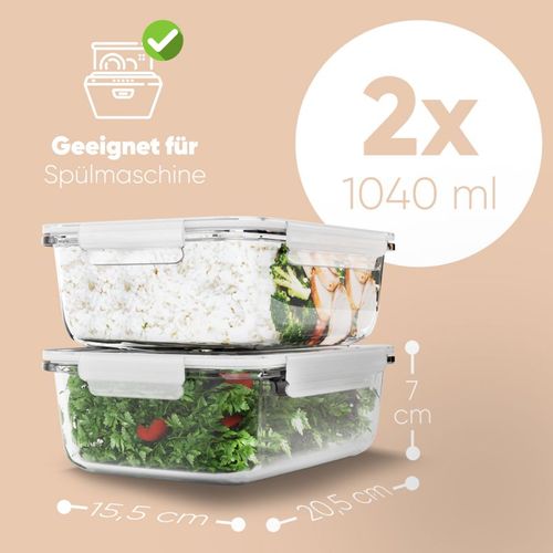 Ensemble De Boite De Conservation 2 Pièces En Verre C-fhd4024g