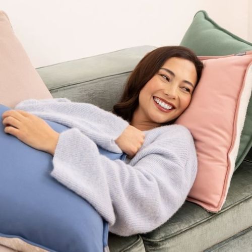 Coussin Chauffant Sans Fil - Hc 150 - 10 W - Double Face Bleu Et Blanc Polaire