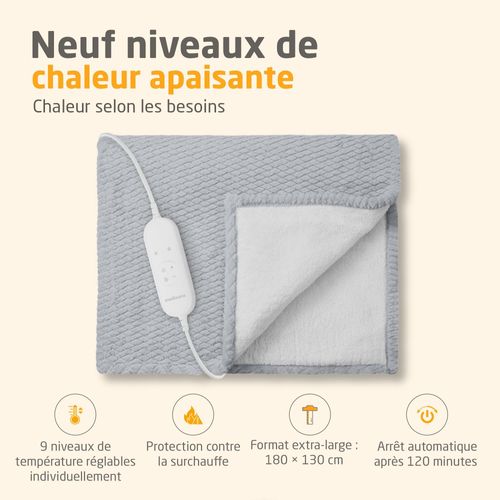 Couverture Chauffante Reversible - Hb 416 - 120 W - 9 Réglages - 180 X 130 Cm - Gris