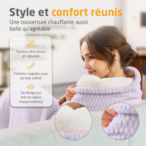 Couverture Chauffante Reversible - Hb 418 - 120 W - 9 Réglages - 180 X 130 Cm - Violet