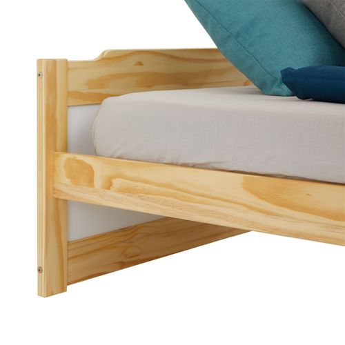 Lit En Pin Fritz, 90 X 200 Cm, Coloris Naturel Et Blanc