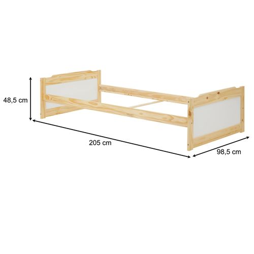 Lit En Pin Fritz, 90 X 200 Cm, Coloris Naturel Et Blanc
