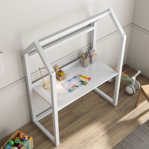 Bureau Enfant Évolutif Tina En Bois Massif - Blanc