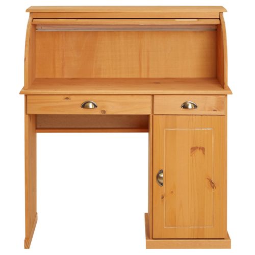Bureau Secrétaire Tom Avec 2 Tiroirs Et 1 Porte En Pin Massif Lasuré Brun