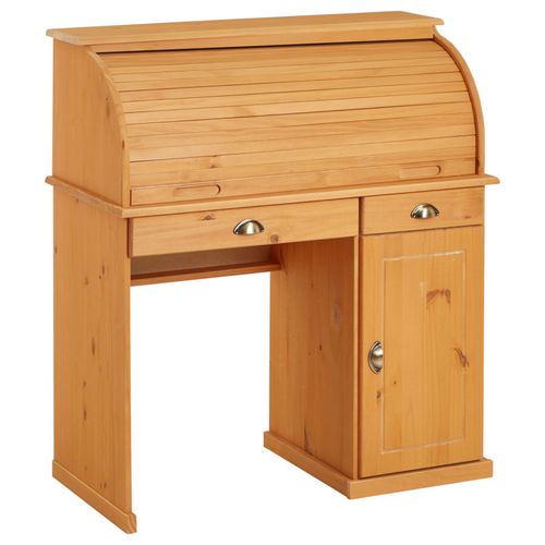 Bureau Secrétaire Tom Avec 2 Tiroirs Et 1 Porte En Pin Massif Lasuré Brun