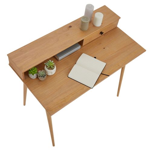 Bureau Malina En Pin Massif Avec 1 Tiroir Lasuré Brun