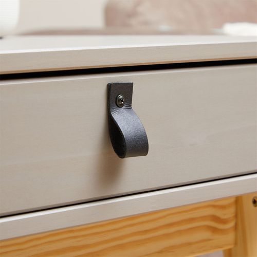 Bureau Wanda En Pin Massif Avec 2 Tiroirs Lasuré Gris Et Naturel
