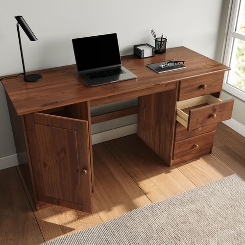 Bureau Manager L 145 Cm, En Bois Massif - Coloris Brun Foncé