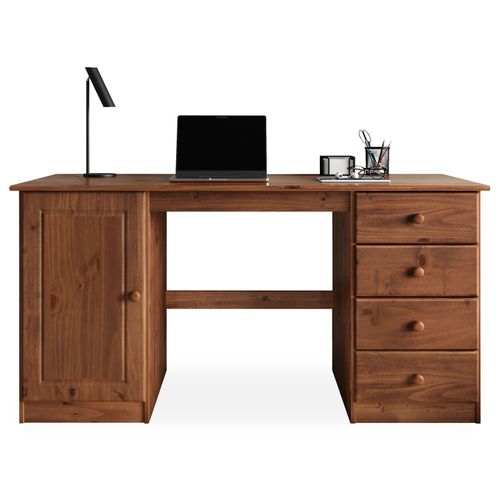 Bureau Manager L 145 Cm, En Bois Massif - Coloris Brun Foncé