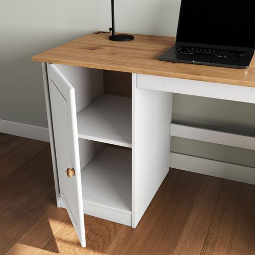 Bureau Manager L 145 Cm, En Bois Massif - Coloris Blanc Et Chêne