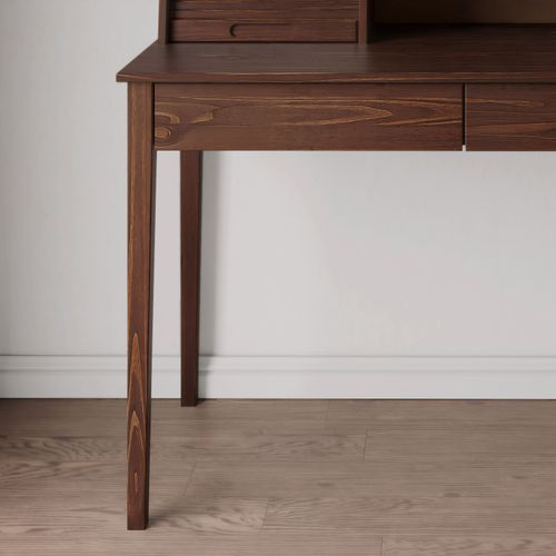 Bureau Secrétaire Alisa Avec 2 Tiroirs, En Bois Massif - Coloris Noyer