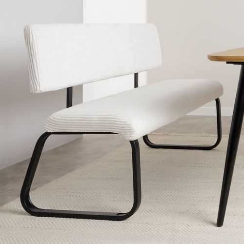 Banc De Salle à Manger Matese L 135 Cm En Velours Côtelé - Blanc