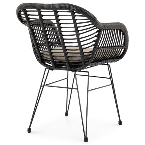 Chaise De Jardin Paramo, Imitation Rotin - Noir Et Beige