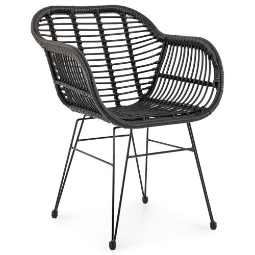 Chaise De Jardin Paramo, Imitation Rotin - Noir Et Beige