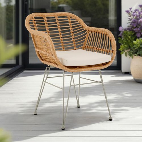 Chaise De Jardin Paramo, Imitation Rotin - Brun Et Beige