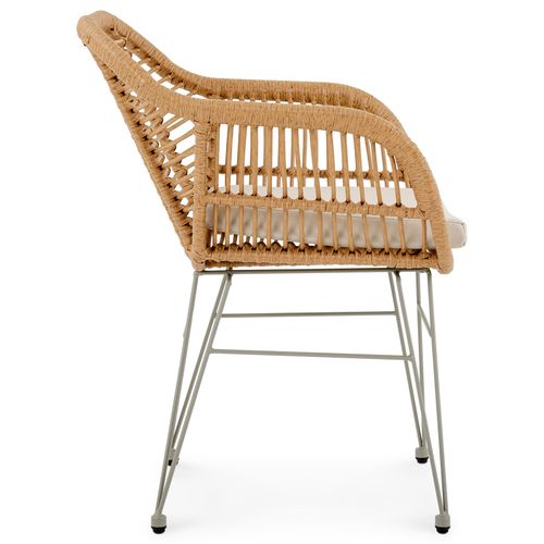 Chaise De Jardin Paramo, Imitation Rotin - Brun Et Beige