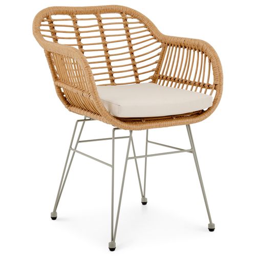 Chaise De Jardin Paramo, Imitation Rotin - Brun Et Beige