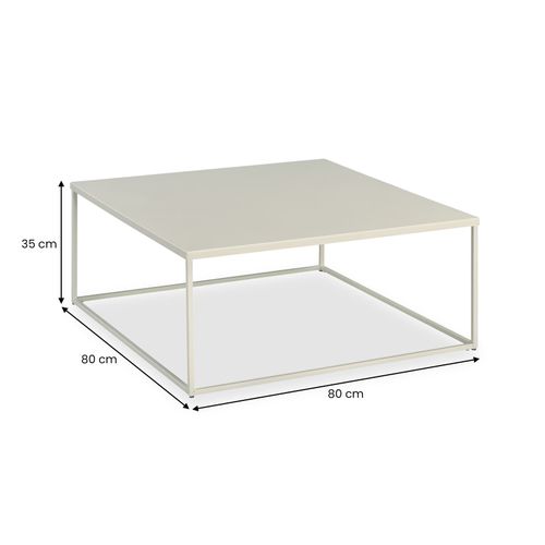 Table Basse Carrée Hilar, Cadre Et Plateau En Métal - Beige