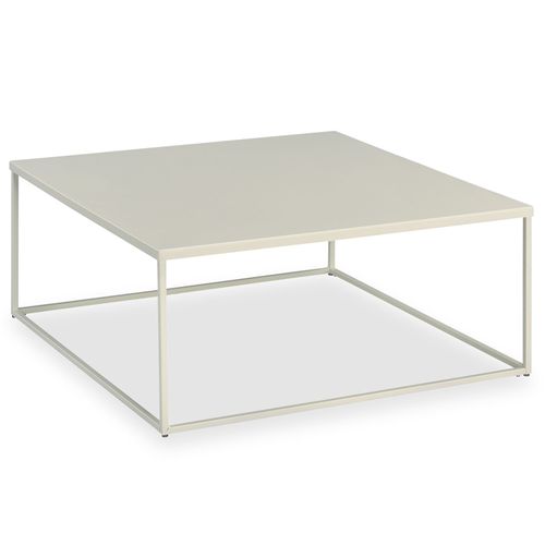 Table Basse Carrée Hilar, Cadre Et Plateau En Métal - Beige