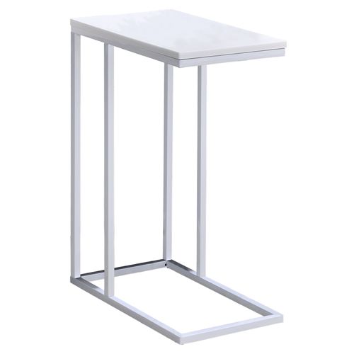 Table D'appoint Rectangulaire Debora, En Métal Blanc Et Décor Blanc Mat