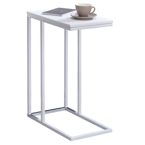 Table D'appoint Rectangulaire Debora, En Métal Blanc Et Décor Blanc Mat