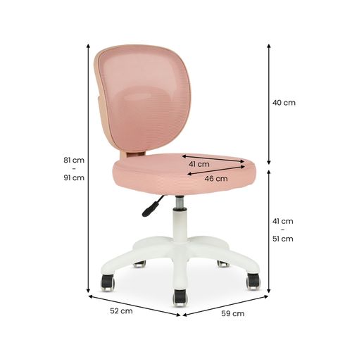 Chaise De Bureau Enfant Mayla Réglable En Tissu Mesh - Rose