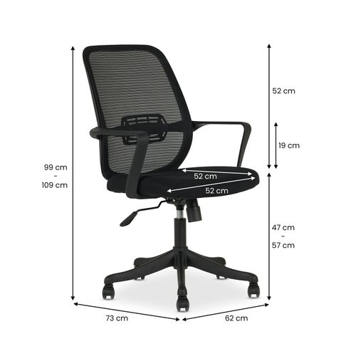 Chaise De Bureau Ergonomique Mollis Réglable En Tissu Mesh - Noir