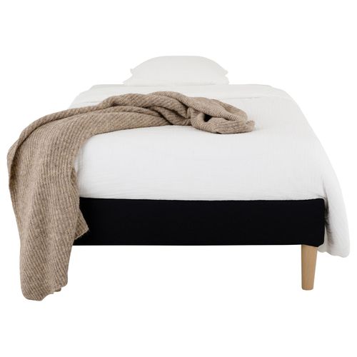 Sommier Tapissier Paimpol 90 X 190 Cm Revêtement Tissu - Noir