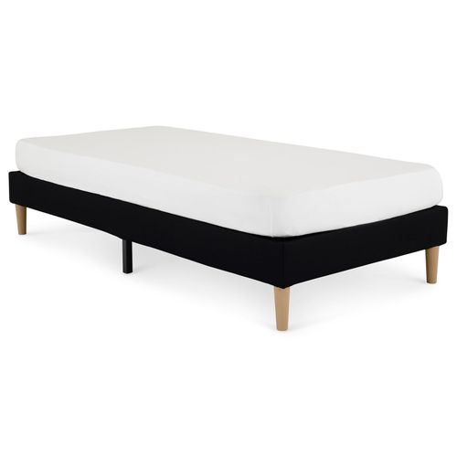 Sommier Tapissier Paimpol 90 X 190 Cm Revêtement Tissu - Noir