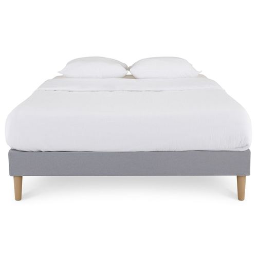 Sommier Tapissier Quimper 140 X 190 Cm Revêtement Tissu - Gris