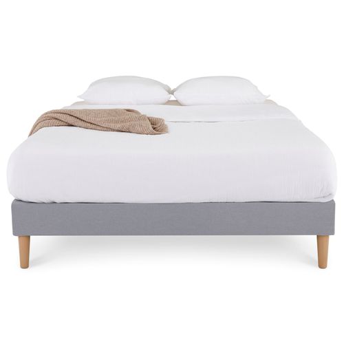 Sommier Tapissier Quimper 140 X 190 Cm Revêtement Tissu - Gris