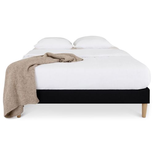 Sommier Tapissier Quimper 140 X 190 Cm Revêtement Tissu - Noir