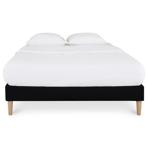 Sommier Tapissier Brest 160 X 200 Cm Revêtement Tissu - Noir