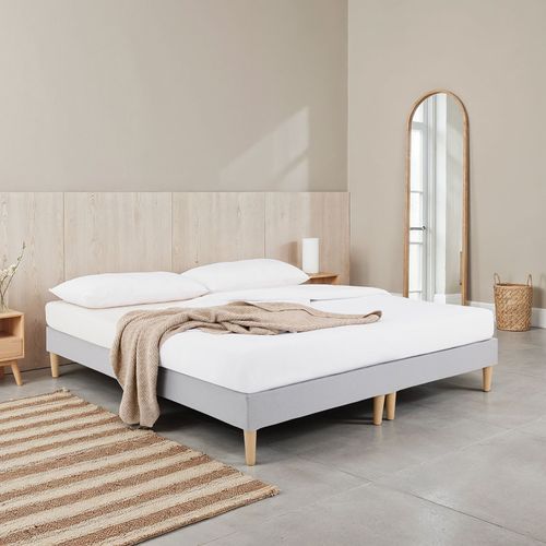 Sommier Tapissier Rennes 180 X 200 Cm Revêtement Tissu - Gris