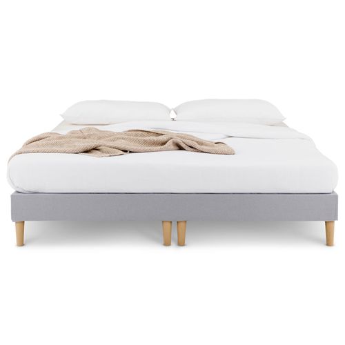 Sommier Tapissier Rennes 180 X 200 Cm Revêtement Tissu - Gris