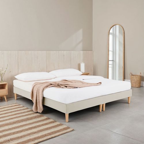 Sommier Tapissier Rennes 180 X 200 Cm Revêtement Tissu - Beige