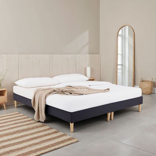 Sommier Tapissier Rennes 180 X 200 Cm Revêtement Tissu - Noir