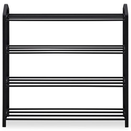 Étagère à Chaussures Tralee à Quatre Niveaux, En Métal Et Plastique Noir