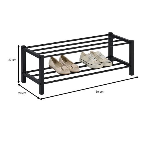Étagère à Chaussures Navan 2 Niveaux En Métal - Noir