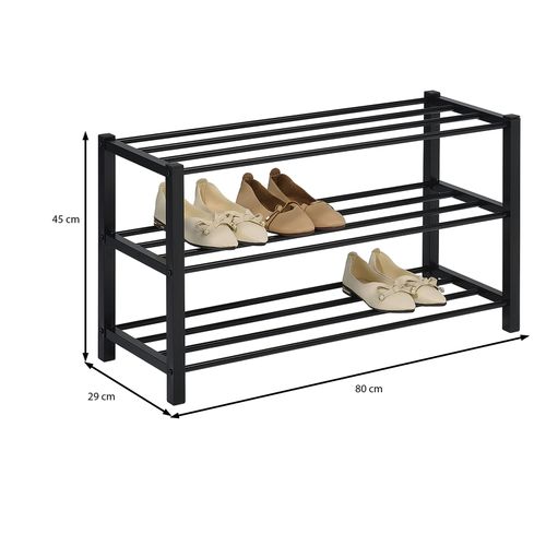 Étagère à Chaussures Navan 3 Niveaux En Métal - Noir