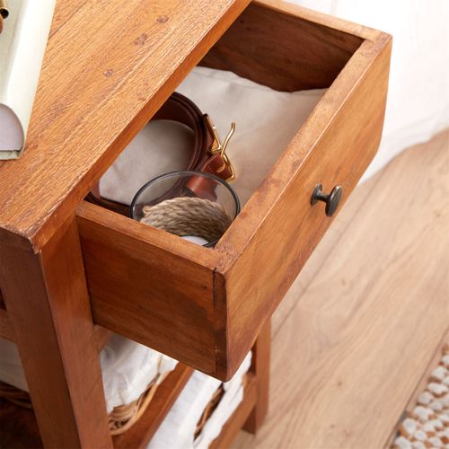 Table De Chevet Tournette H 71 Cm En Acajou - Coloris Naturel